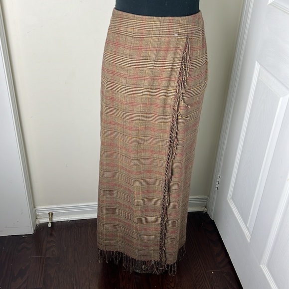 Vintage Bianca Nyard Plaid Fringes Trim Maxi Skirt Size 12 - Picture 1 of 15